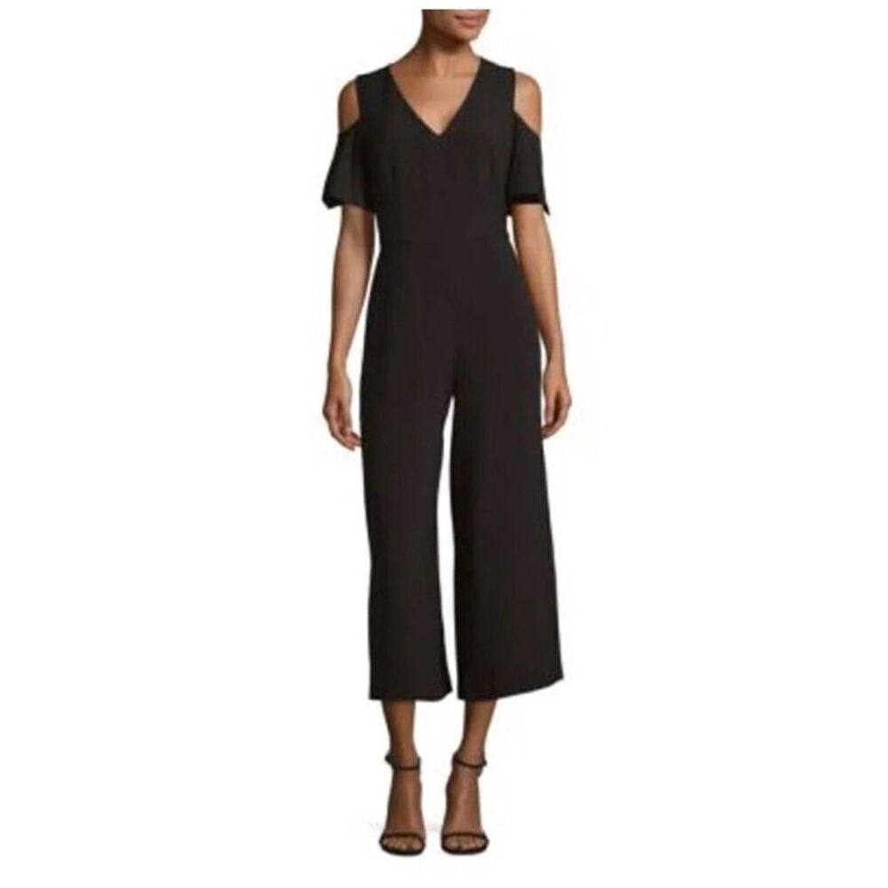 KARL LAGERFELD | melia cold shoulder midi jumpsuit in navy 8 NWT - Picture 2 of 12